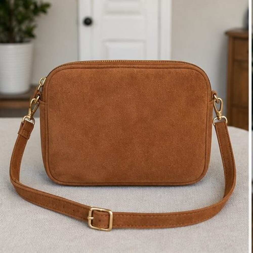 Camel Saffiano Crossbody Bag